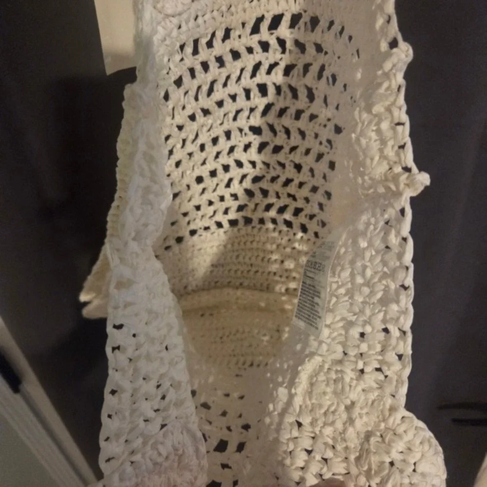 White Crochet Raffia Tote Bag Beach Summer‎ Handbag NOSIZE